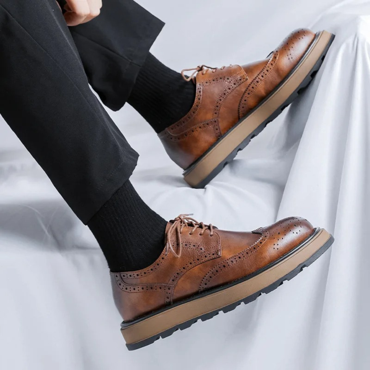 The Montalcino Men’s Leather Brogue Classic Lace Up Dress Shoes