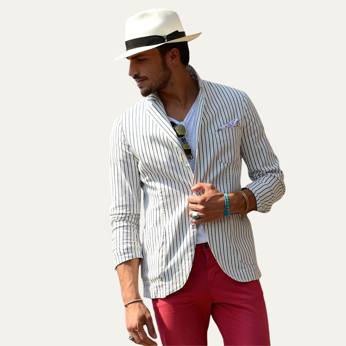 The Orvieto Men’s Striped Lightweight Linen Blend Blazer