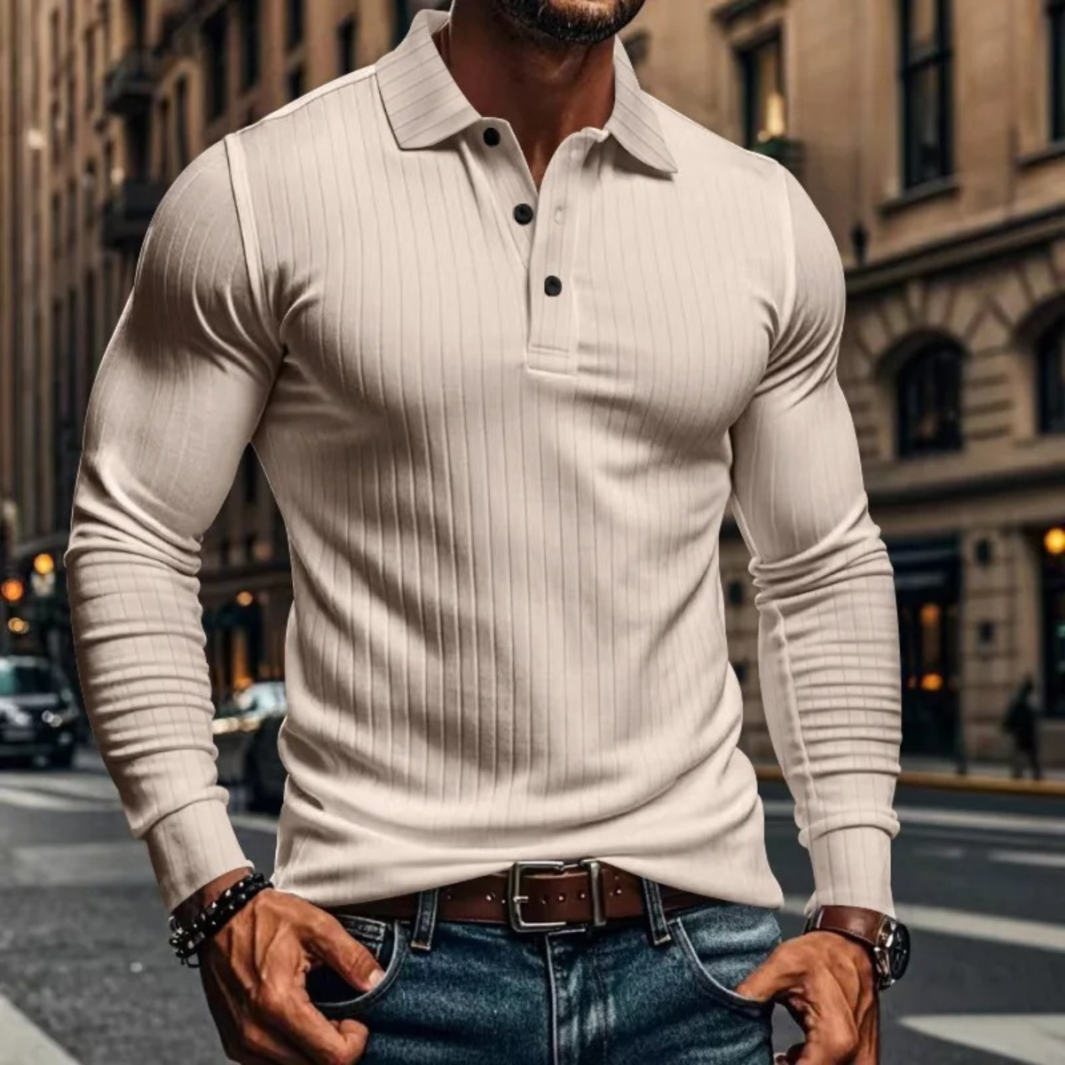 The Sorrento Men’s Ribbed Knitted Polo Shirt