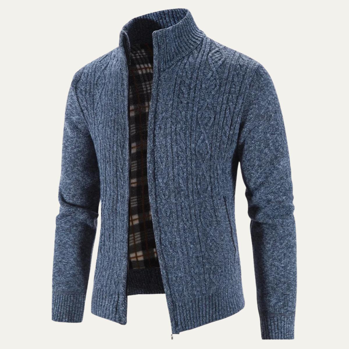 The Pienza Men’s Warm Fleece Zip Up Knit Jacket