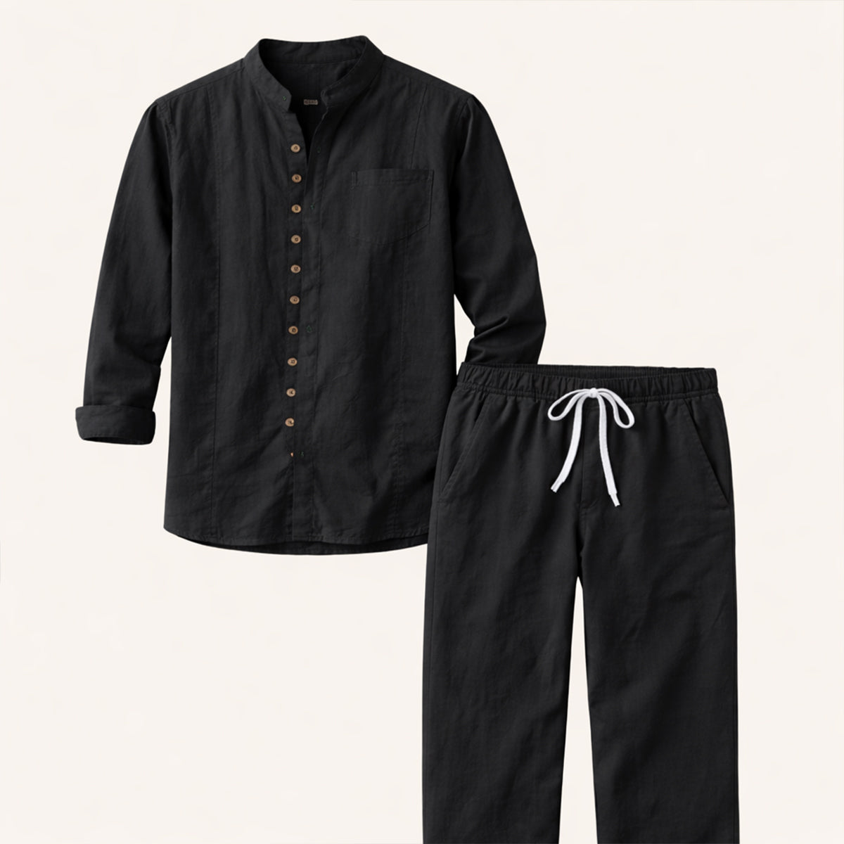 The Woodmere Men’s Retro Cotton & Linen Set – Shirt & Pants