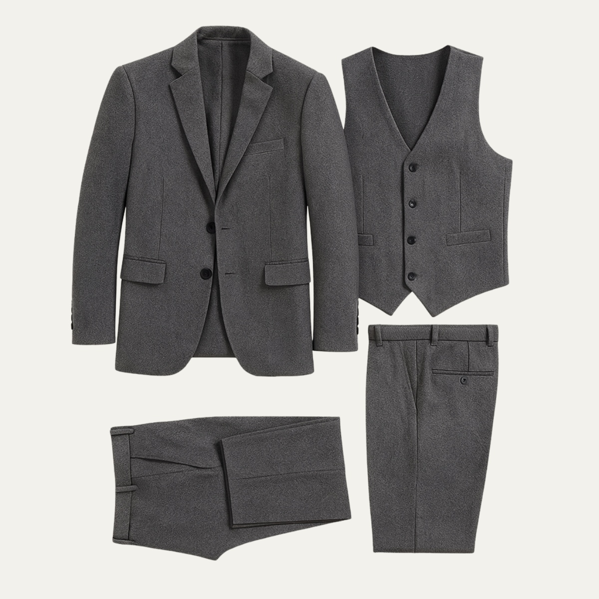 The Mayfair Men’s Tweed 3 Piece Suit – Retro Slim Fit Waistcoat Set