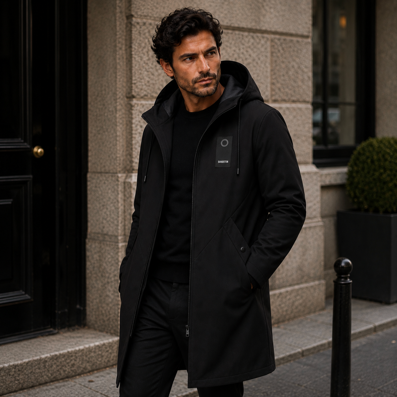 The Crestfall Men's Waterproof Long Rain Jacket – Windproof Hooded Casual Coat