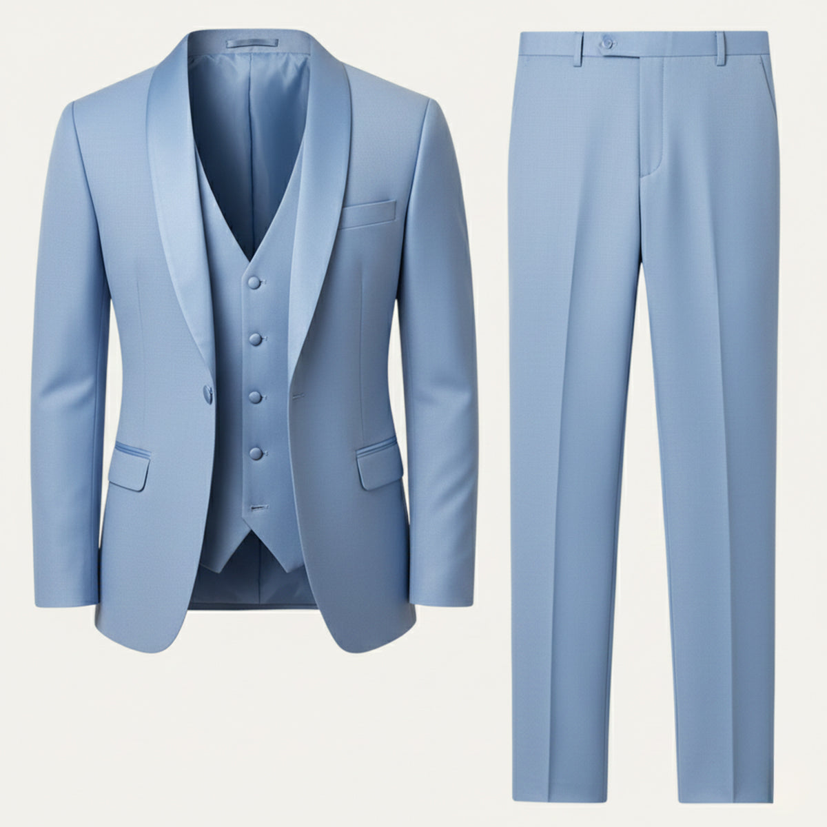 The Trebbiano Men’s 3 Piece Suit – Elegant Slim Fit Formal Tuxedo Set