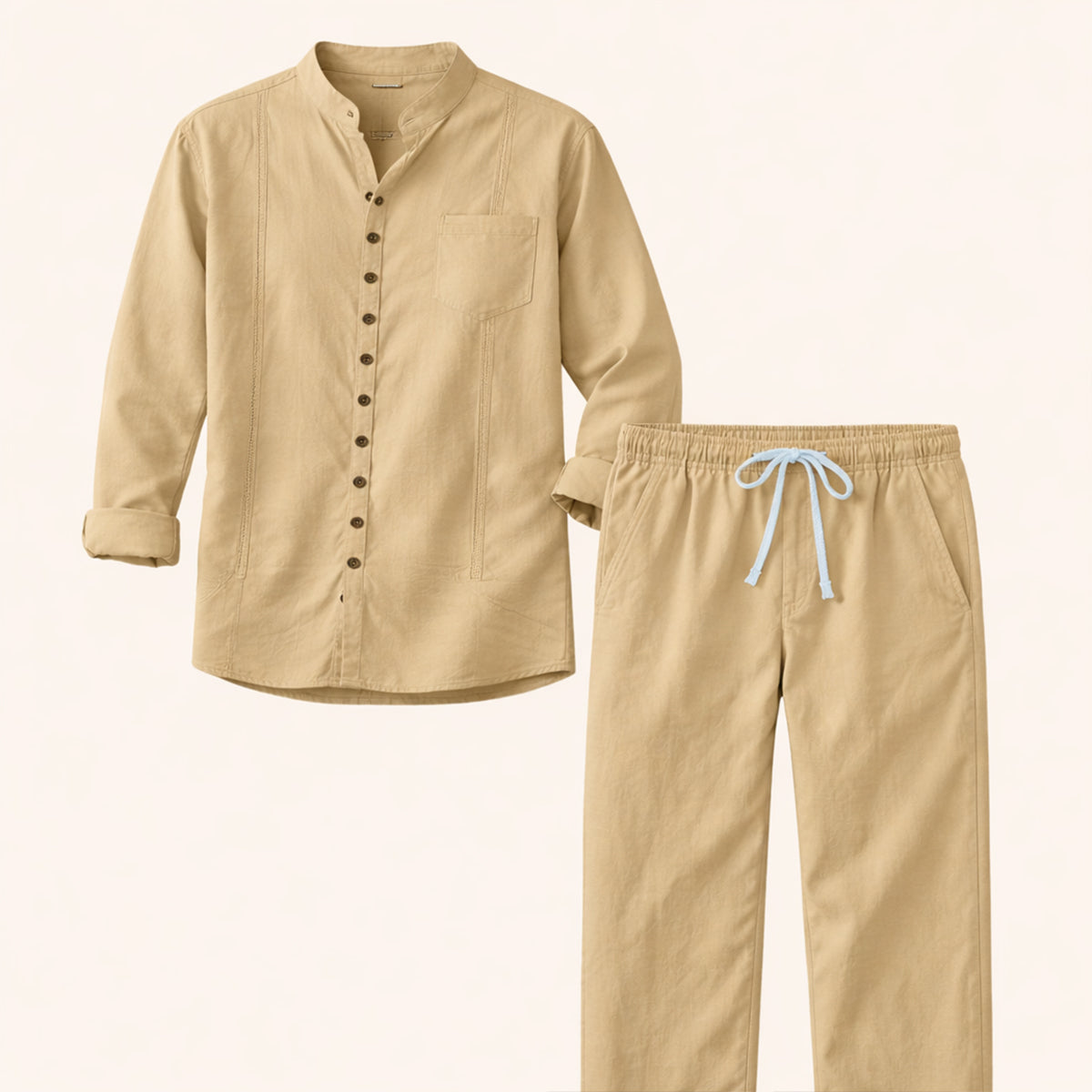 The Woodmere Men’s Retro Cotton & Linen Set – Shirt & Pants