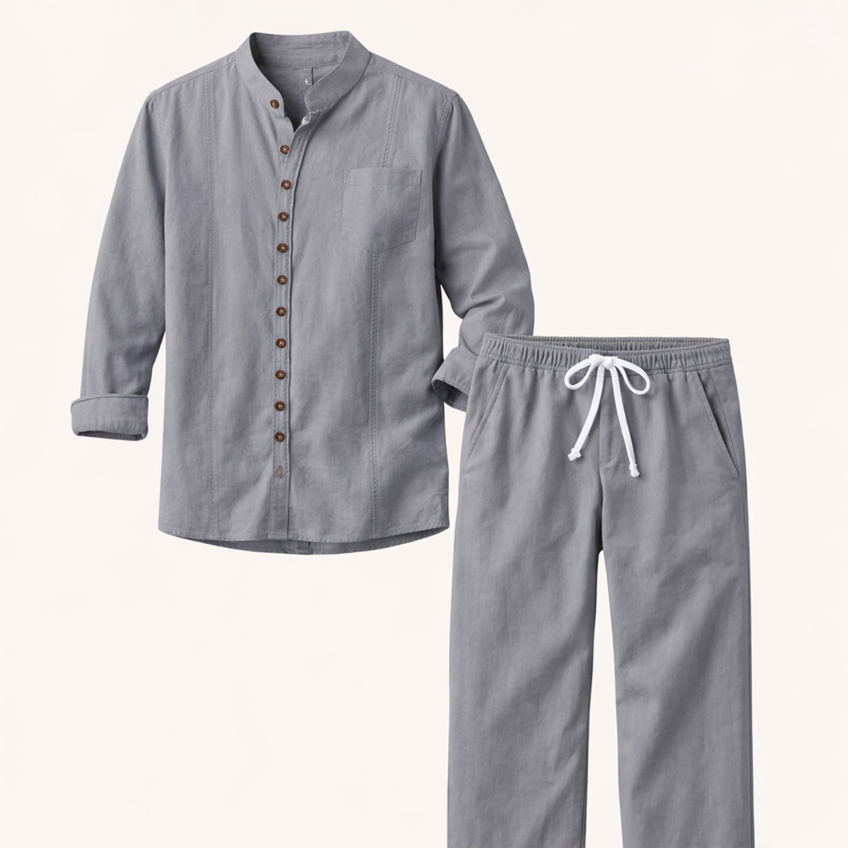 The Woodmere Men’s Retro Cotton & Linen Set – Shirt & Pants