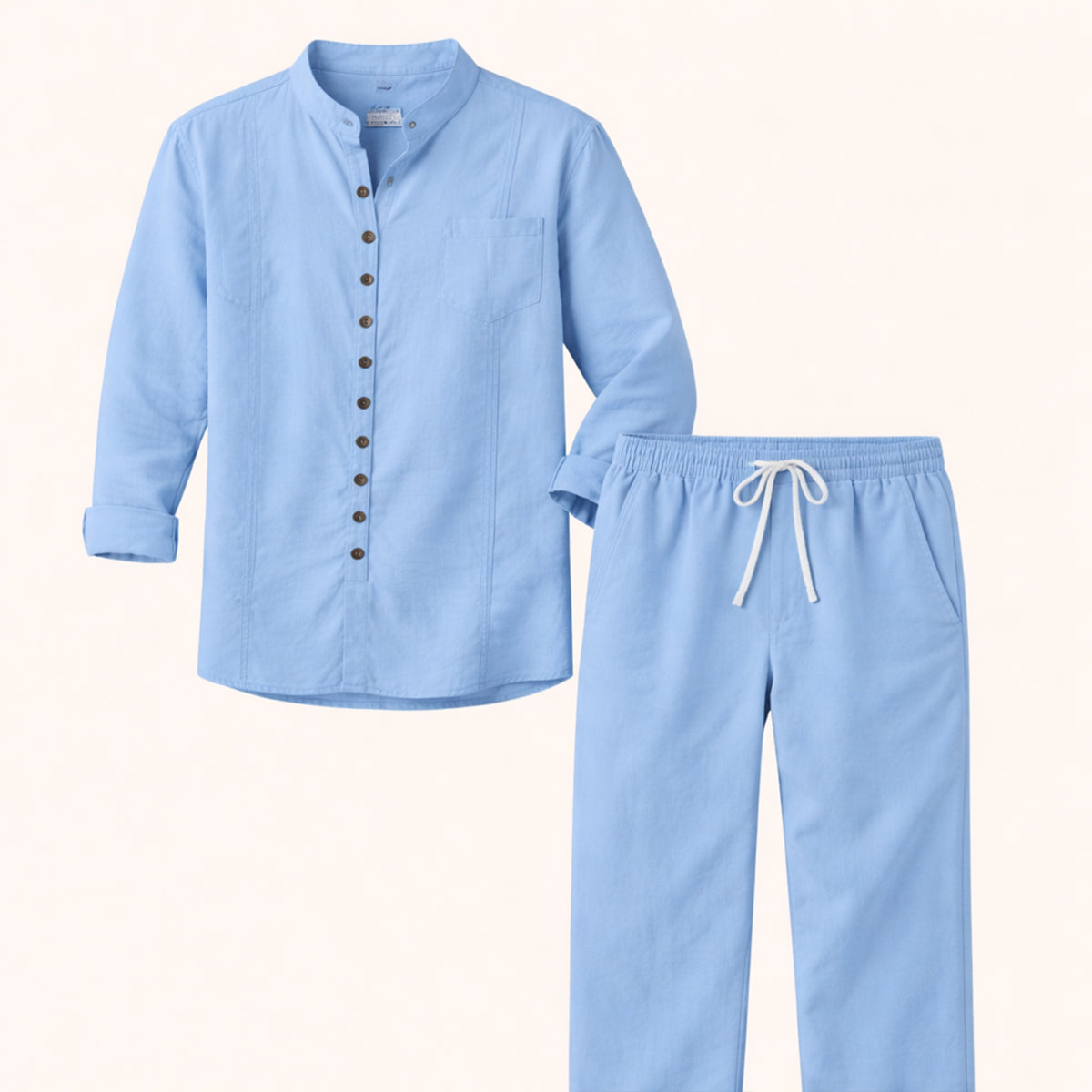 The Woodmere Men’s Retro Cotton & Linen Set – Shirt & Pants
