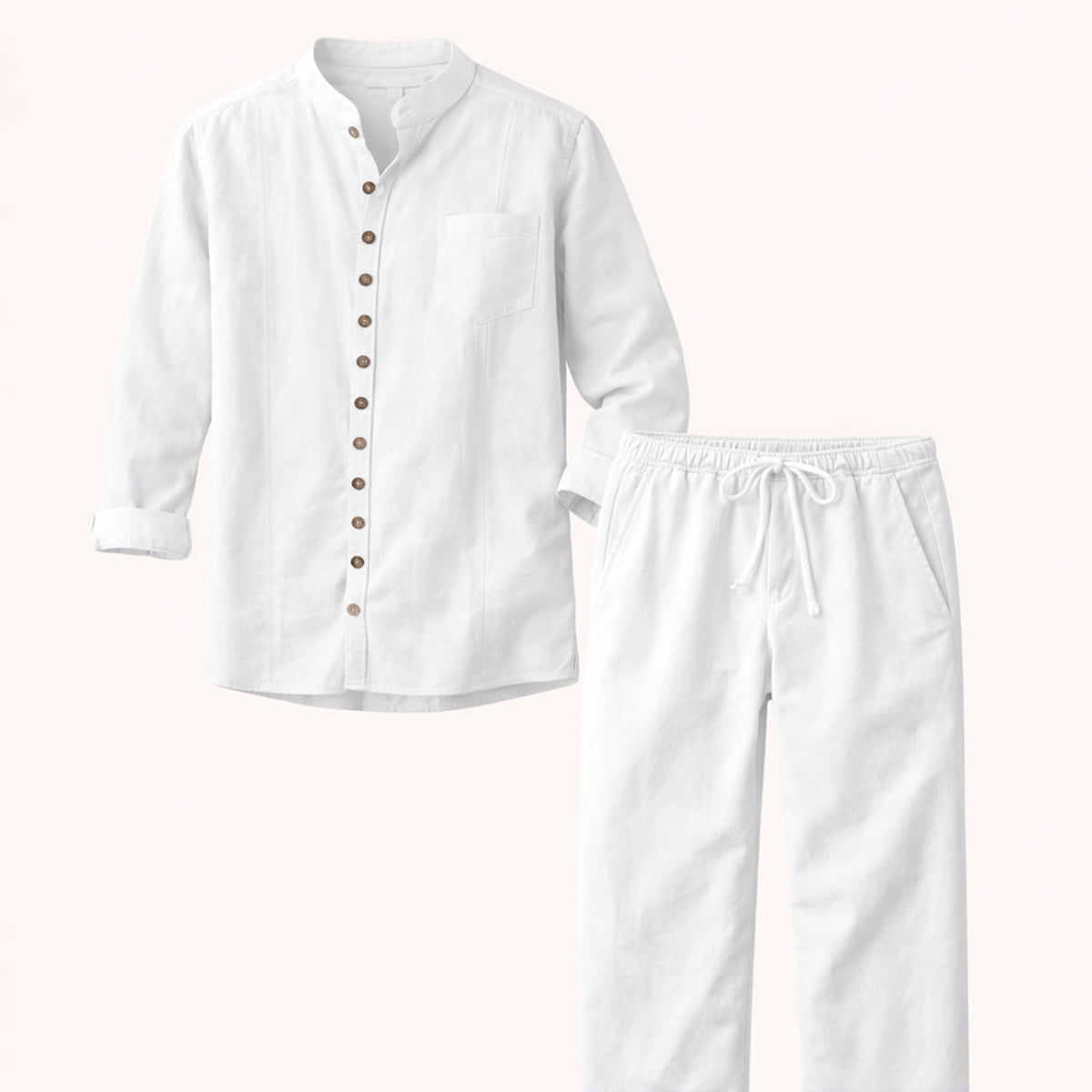 The Woodmere Men’s Retro Cotton & Linen Set – Shirt & Pants