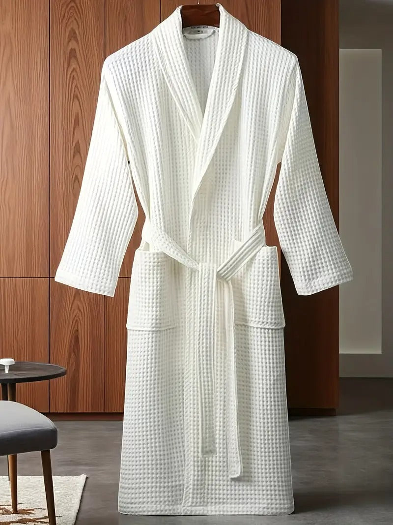 The Eastbourne Men's Cotton Waffle Lightweight Spa Bathrobe with Belt