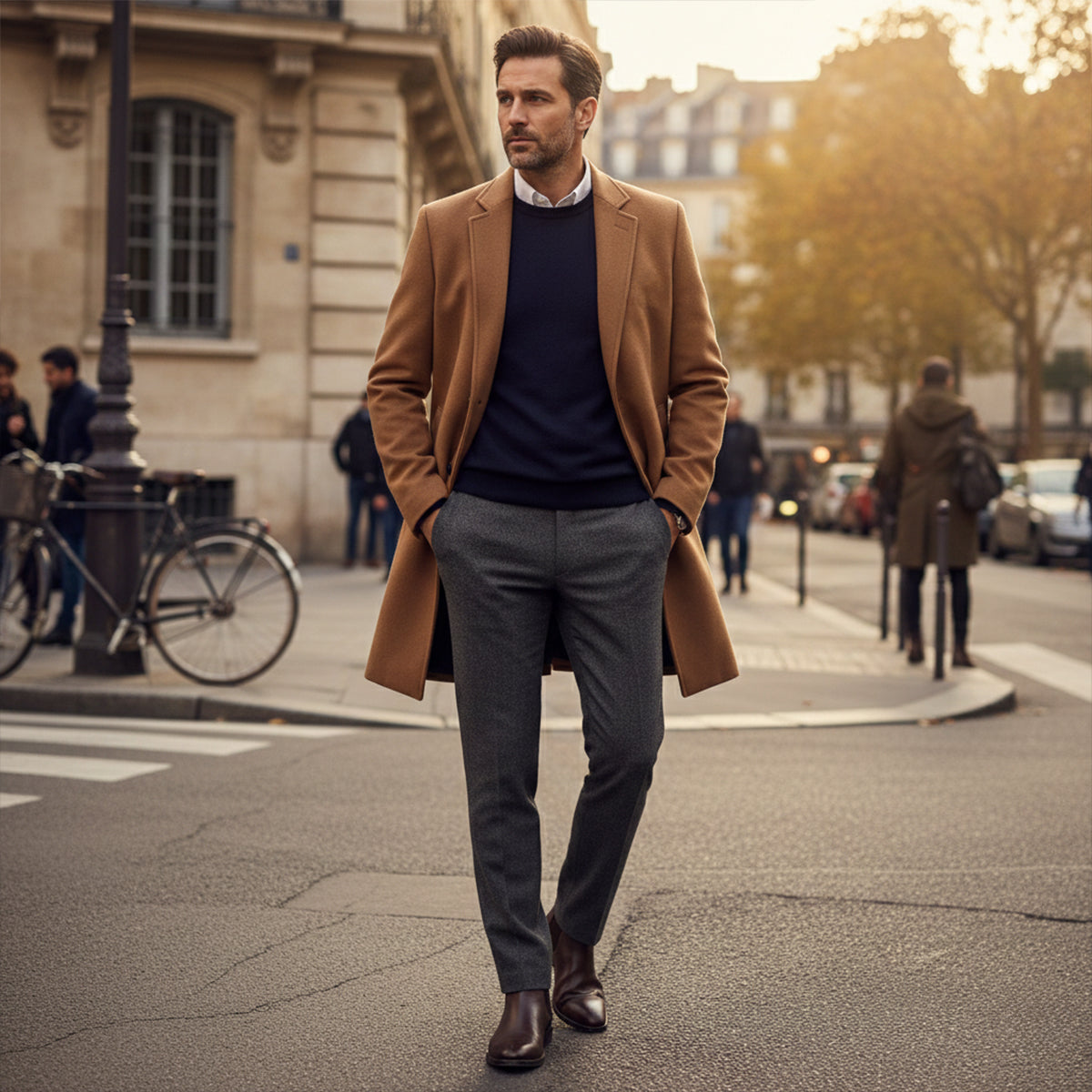 The Ascot Men's Elegant Wool Long Winter Smart Coat