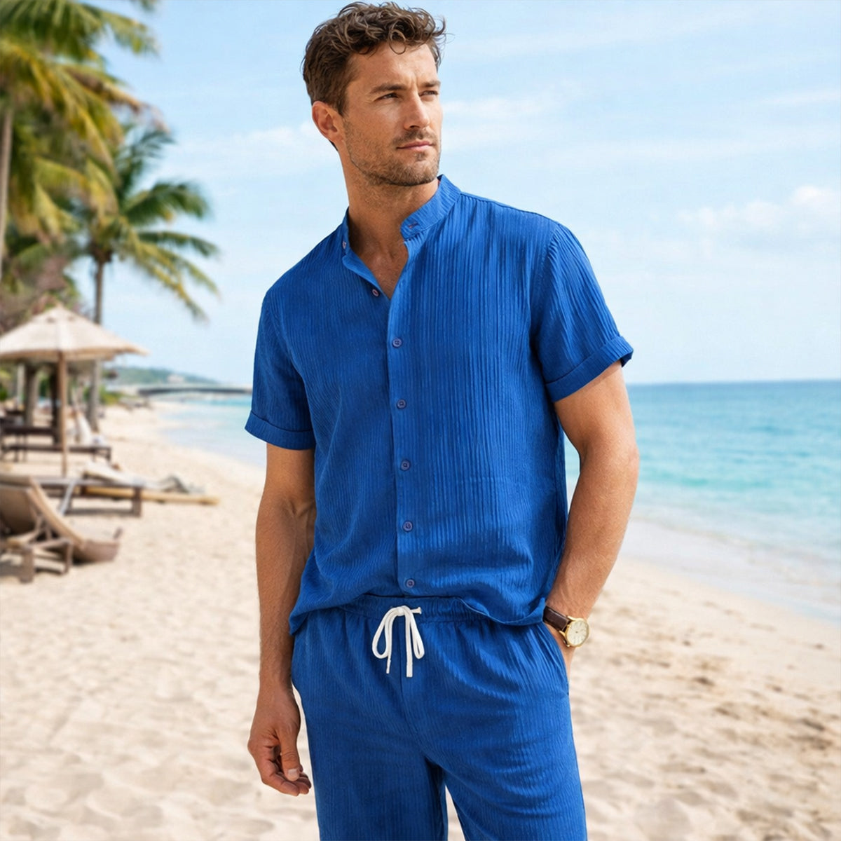 The Pinewater Men’s Linen Summer Trendy Set – Shirt & Pants