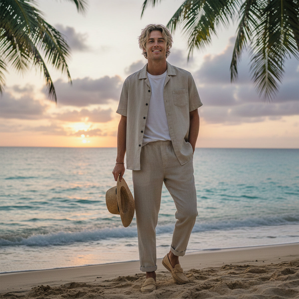 The Westminster Men’s Casual Linen Beach Set – Shirt & Pants