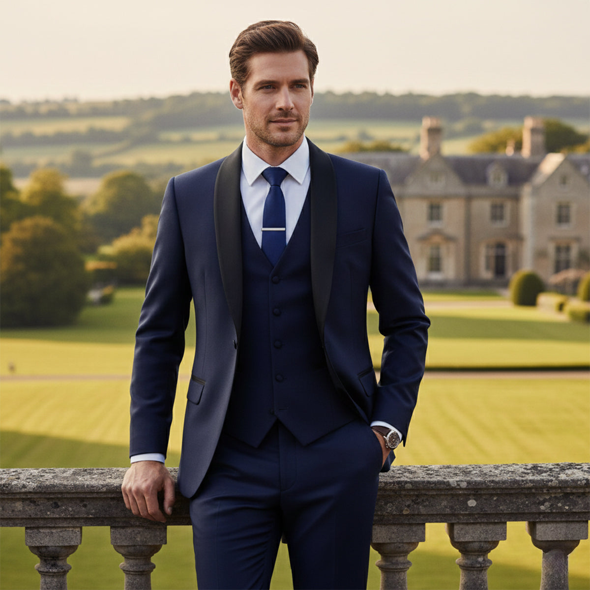 The Trebbiano Men’s 3 Piece Suit – Elegant Slim Fit Formal Tuxedo Set