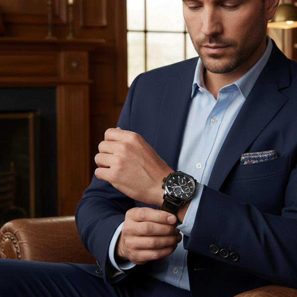 The Geneva Men's Luxury Quartz Chronograph Watch – Premium Leather Strap