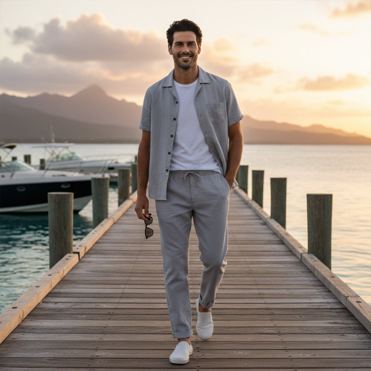 The Westminster Men’s Casual Linen Beach Set – Shirt & Pants