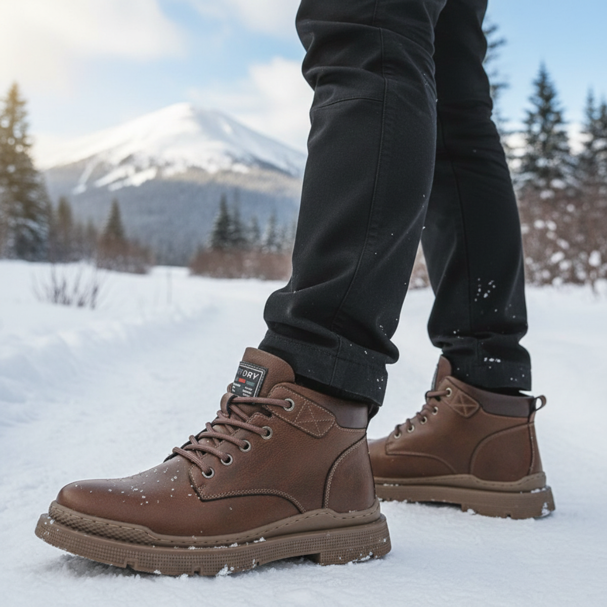 The Silverfield Men’s Classic Lace Up Leather Ankle Snow Boots