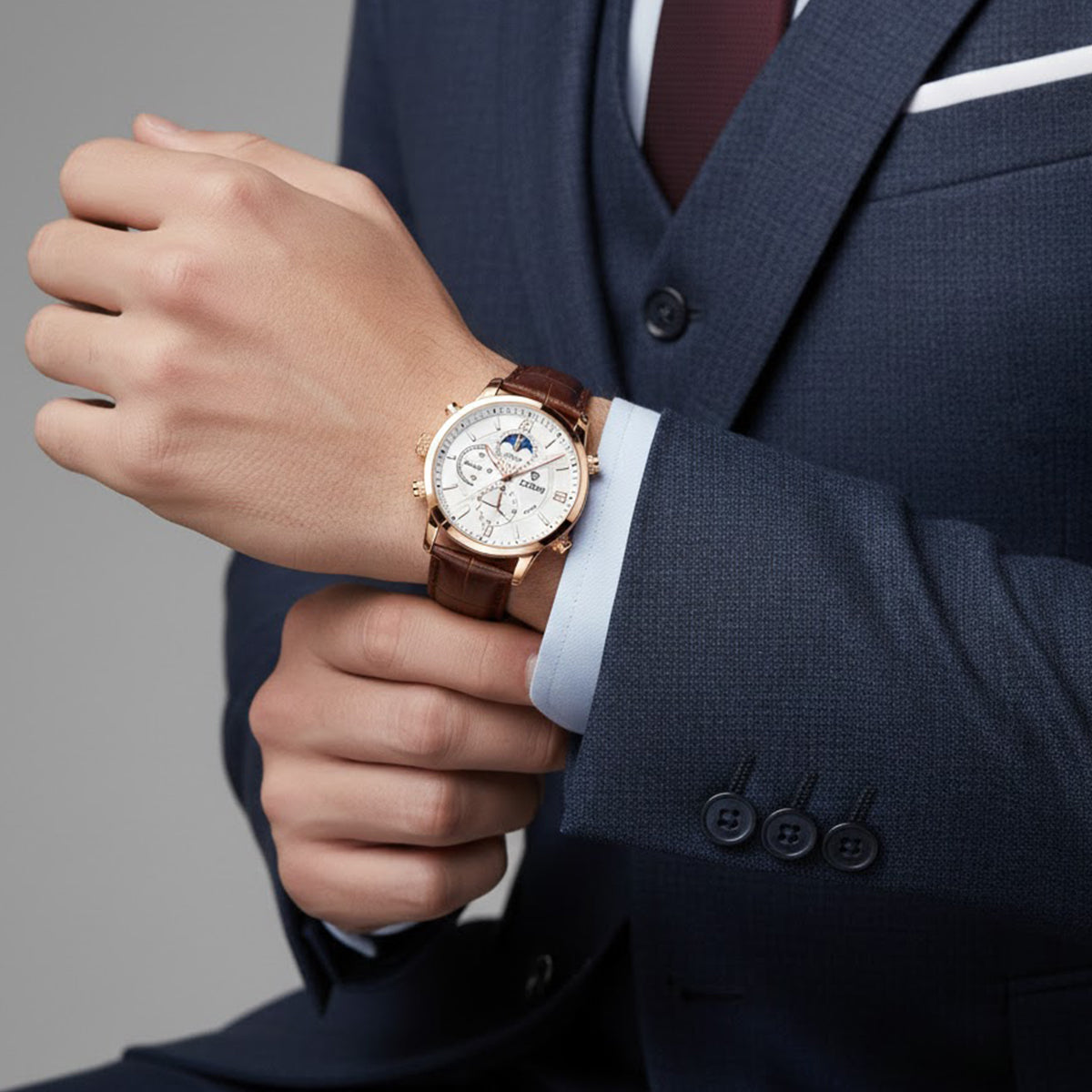 The Geneva Men's Luxury Quartz Chronograph Watch – Premium Leather Strap