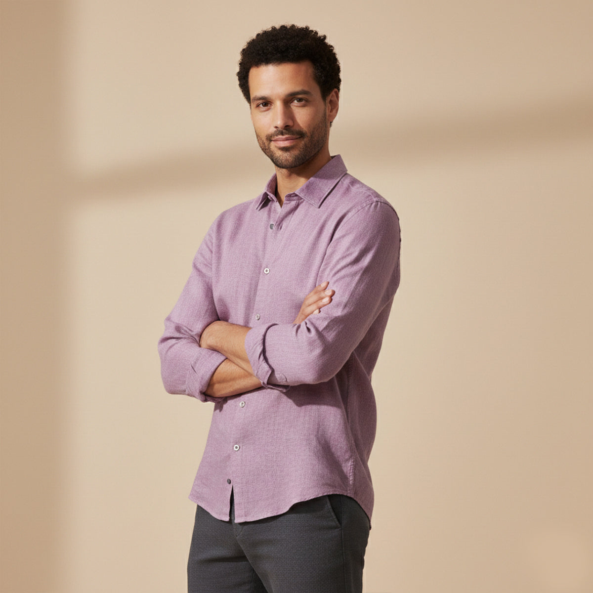 The Cedar Ridge Hill Men’s Trendy Loose Fit Linen Button Up Shirt