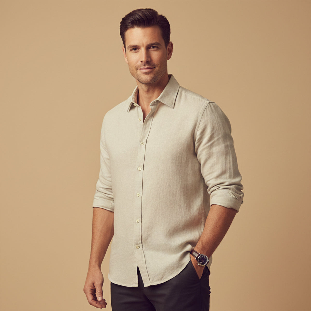 The Rovato Men's Lightweight Long Sleeve Button Shirt