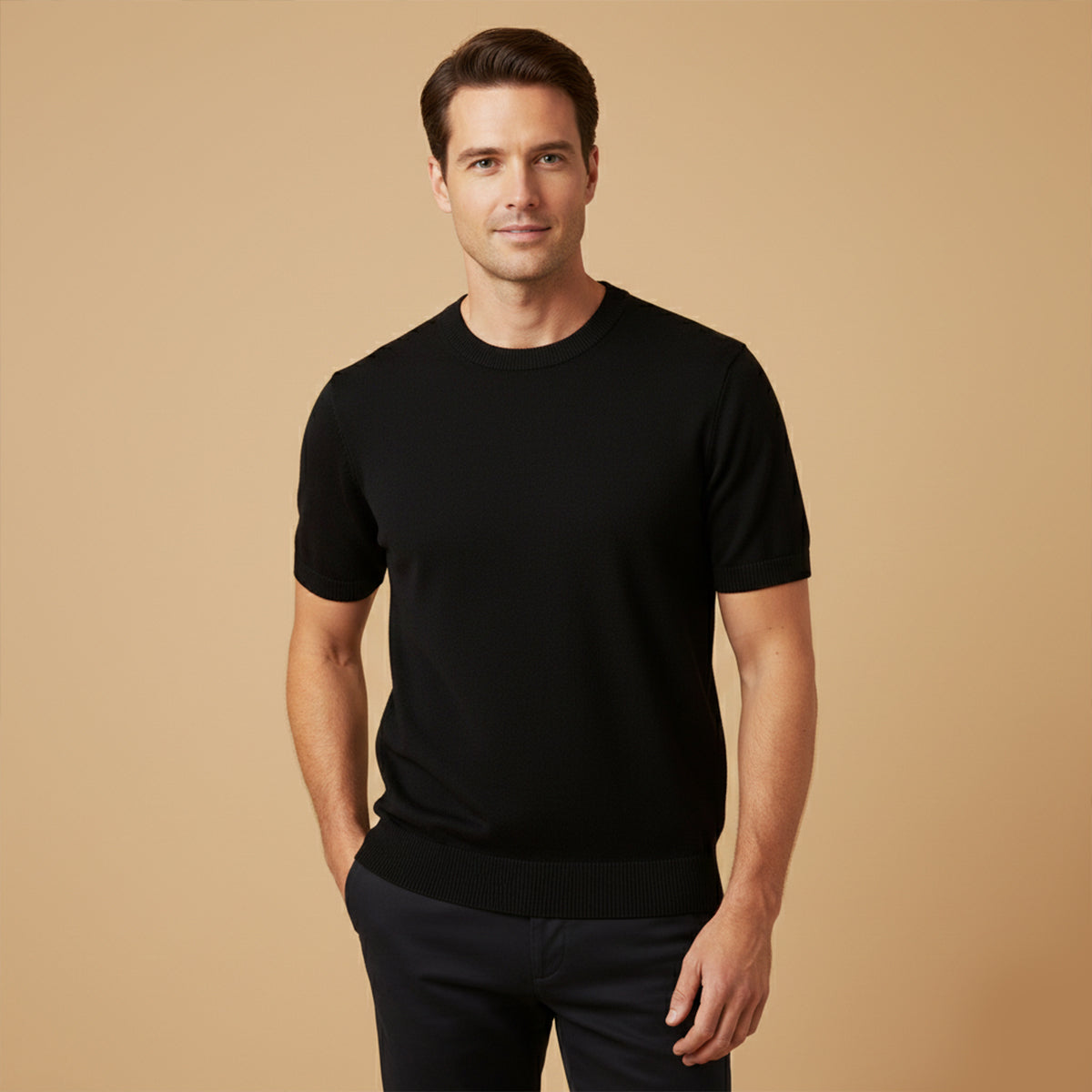 The Evoque Men’s Slim Fit Cashmere Shirt – Lightweight Short Sleeve Knit