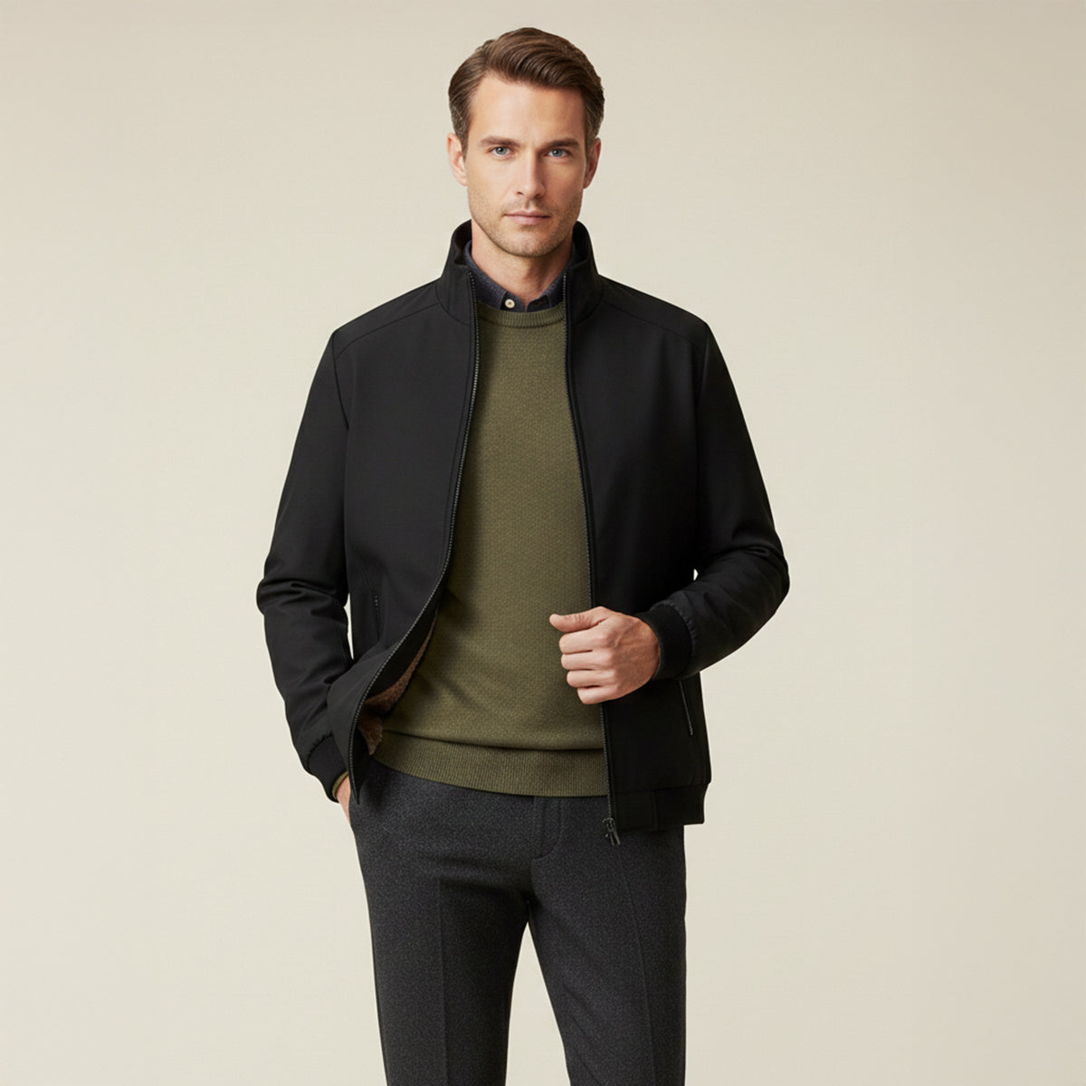The Sleyever Men’s Elegant Warm Fleece Lining Jacket