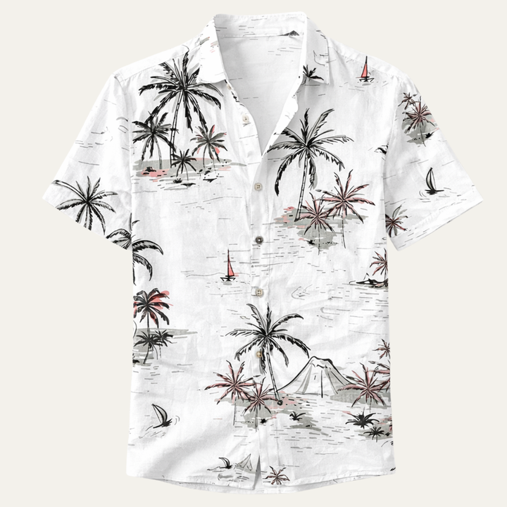 The Willowrun Men’s Classic Tropical Coconut Print Hawaiian Beach Shirt
