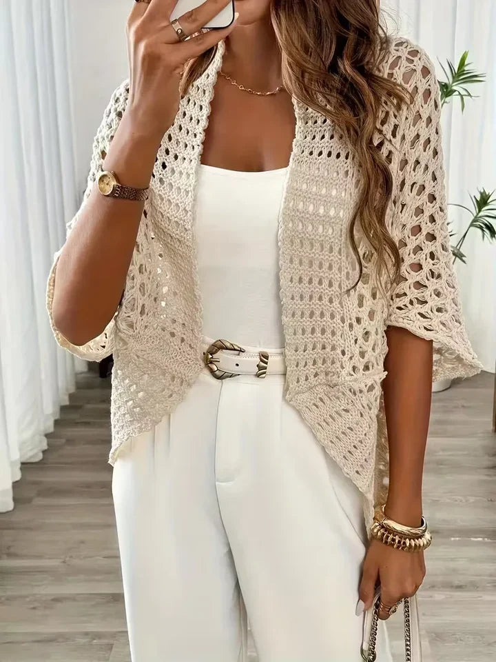 Women's Crochet Open Front Cardigan