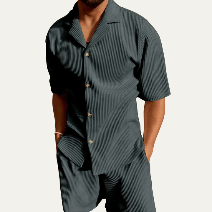 The Deerfield Men’s Corduroy Shirt & Shorts Set