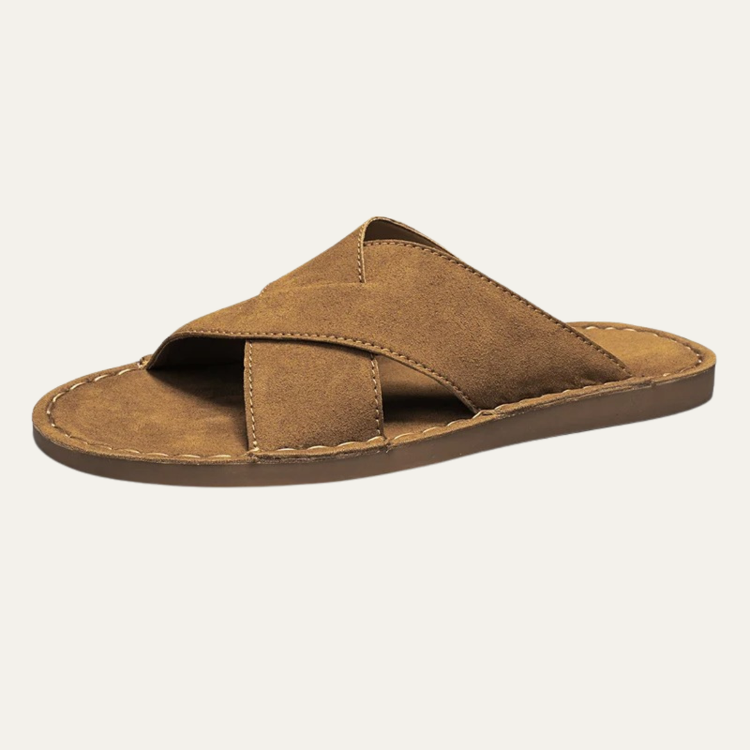 The Hudson Men’s Cross Strap Slide Sandals