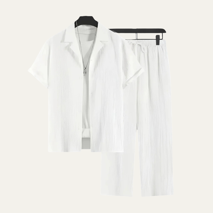 The Dervio Men’s Two Piece Set – Lightweight Button-Up Shirt & Relaxed Pants