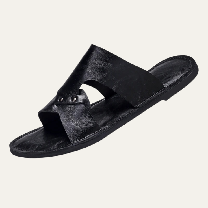 The Greenwich Men’s Leather Comfort Slide Sandals