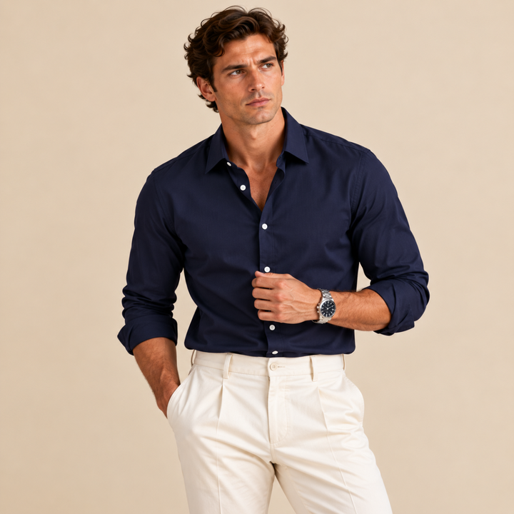The Hawthorne Men’s Stretch Button Up Slim Fit Dress Shirt