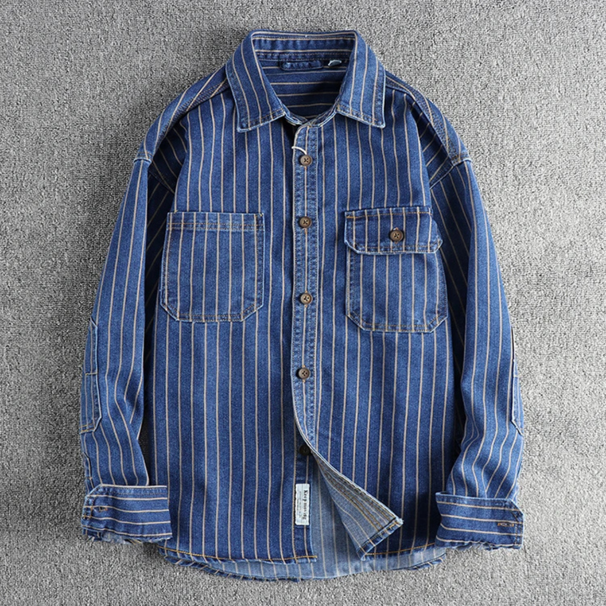 The Rivercrest Men’s Vintage Heavy Cotton Casual Striped Shirt