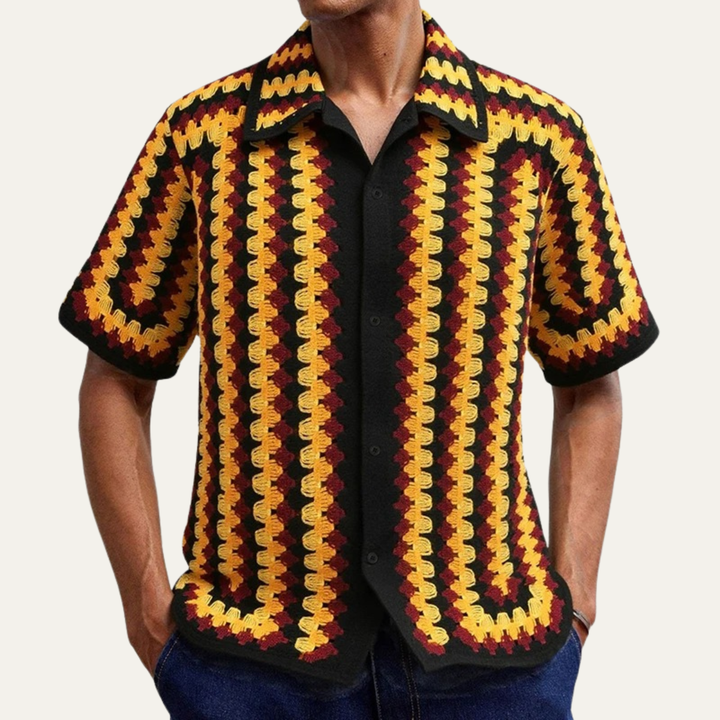 The Foligno Men’s Relaxed Fit Crochet Polo Shirt