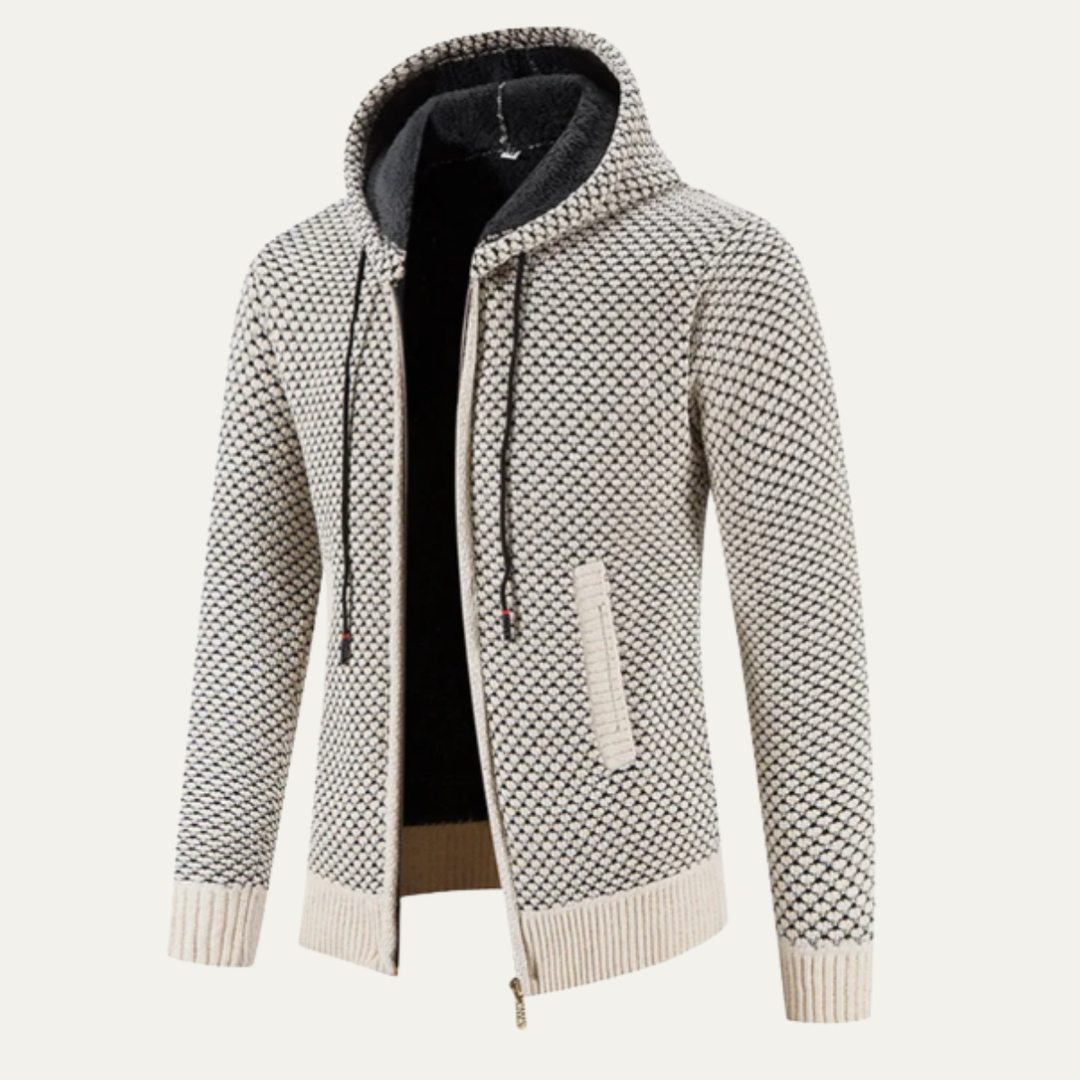 The Harrington Men’s Knitted Fleece Lined Zip Up Winter Hoodie Jacket