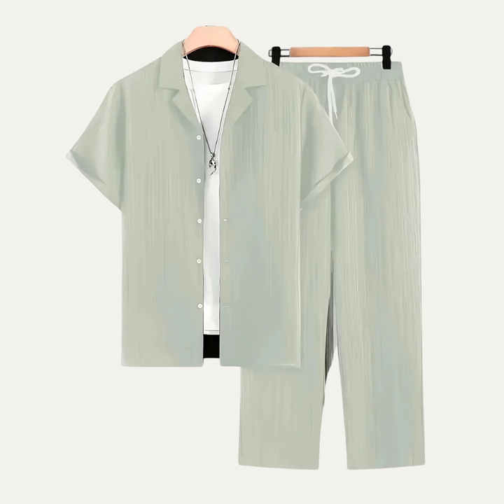 The Dervio Men’s Two Piece Set – Lightweight Button-Up Shirt & Relaxed Pants