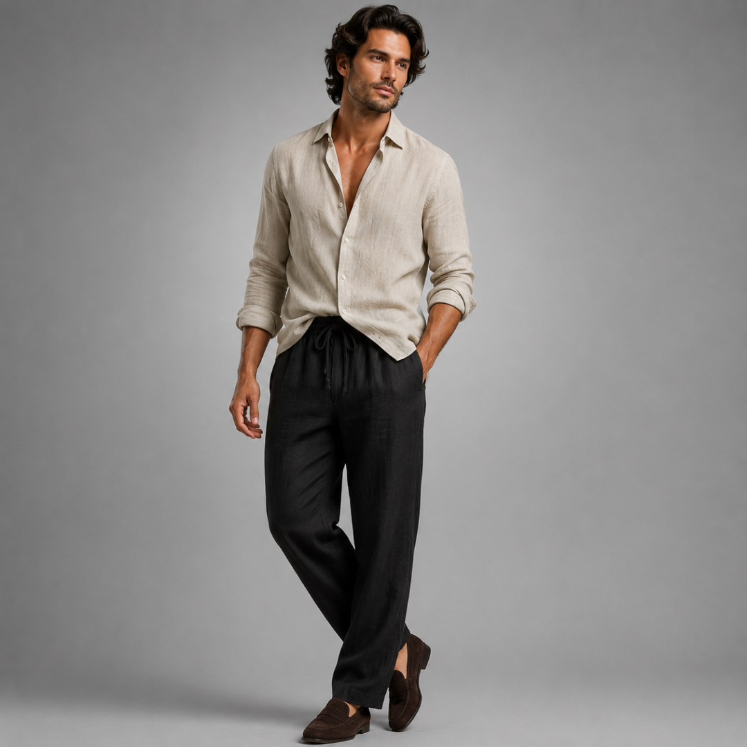The Circular Quay Men’s Casual Elastic Waist Loose Fit Linen Pants
