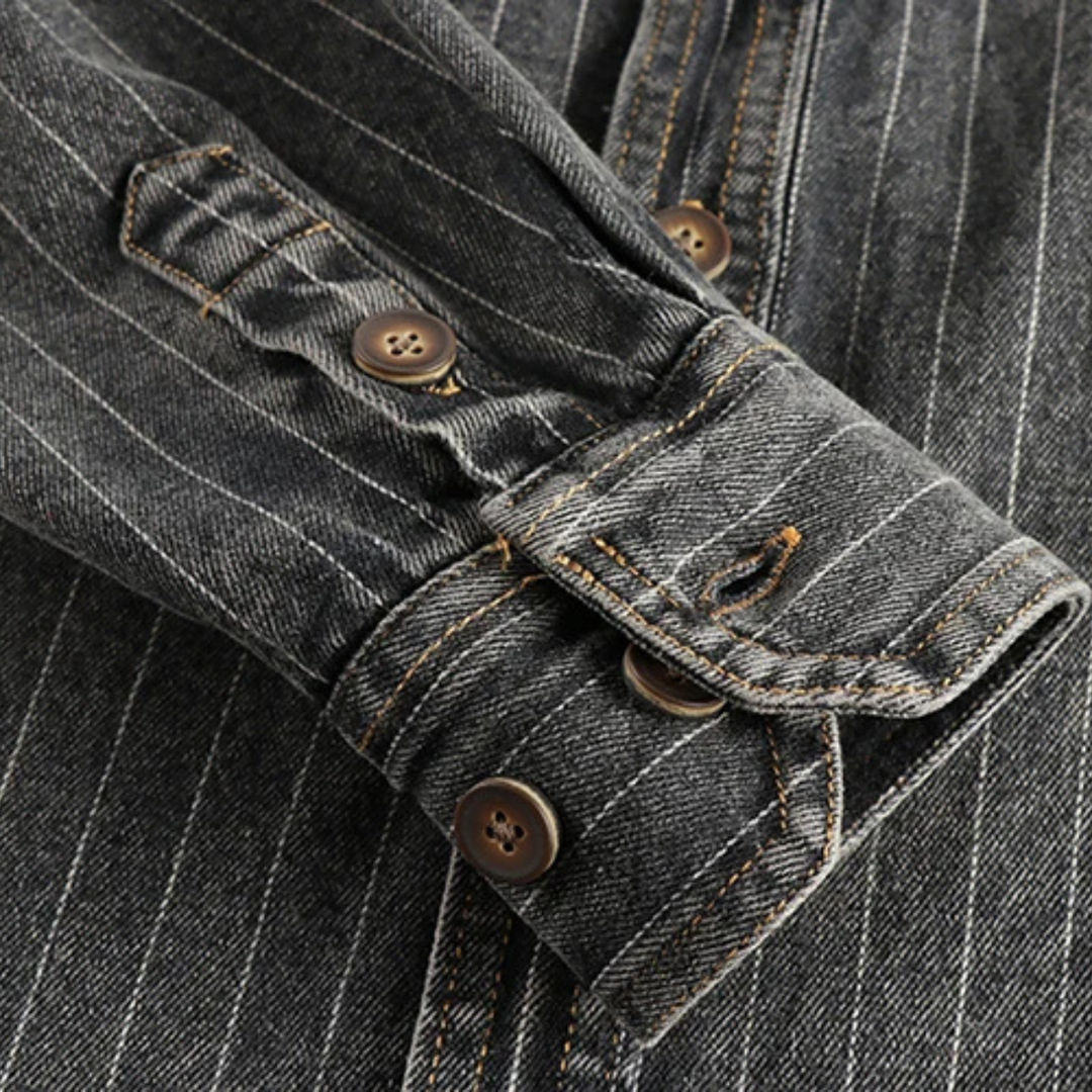 The Ridgecrest Hill Men’s Vintage Striped Denim Shirt