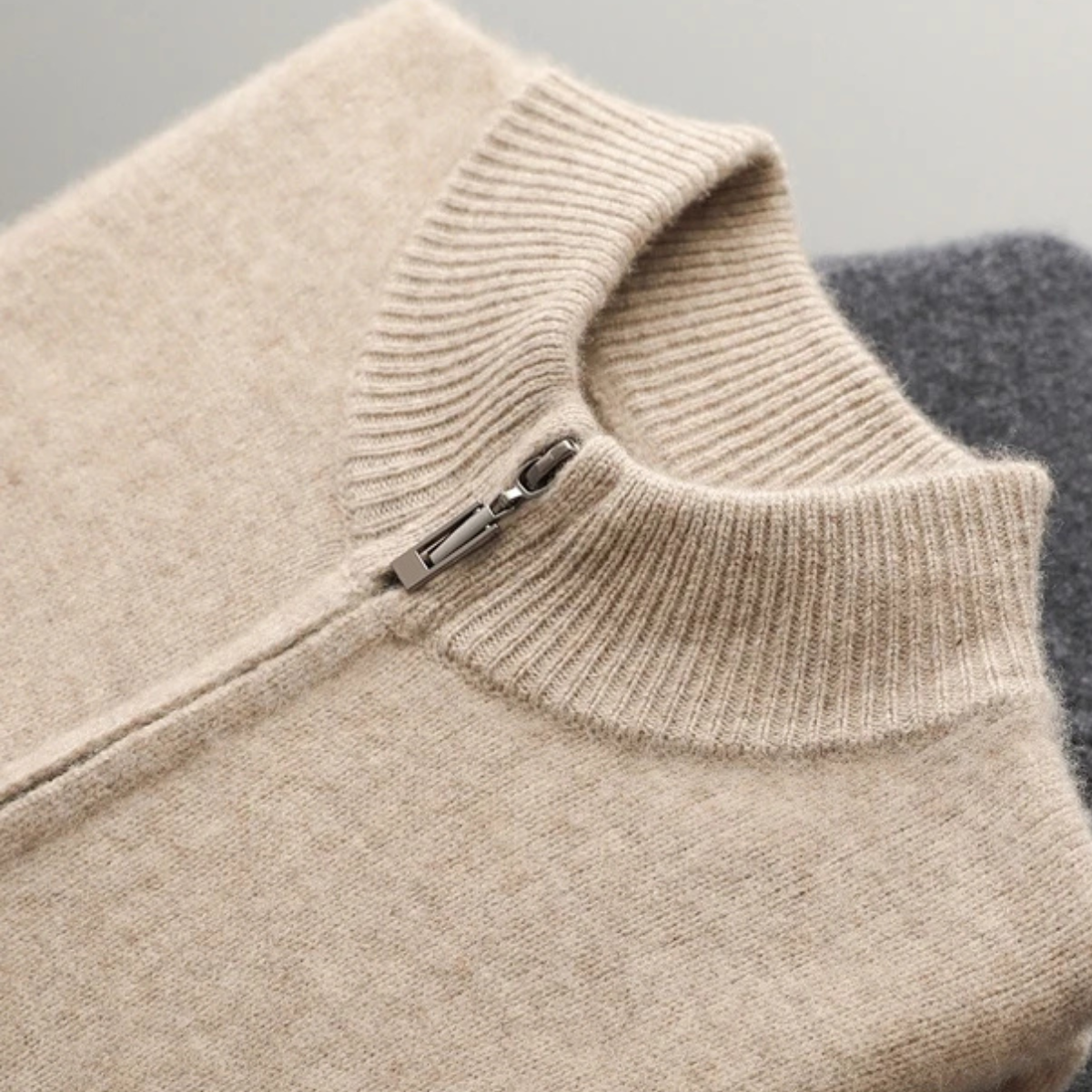 The Maplecrest Men's Merino Mock Neck Wool Zip Up Cardigan