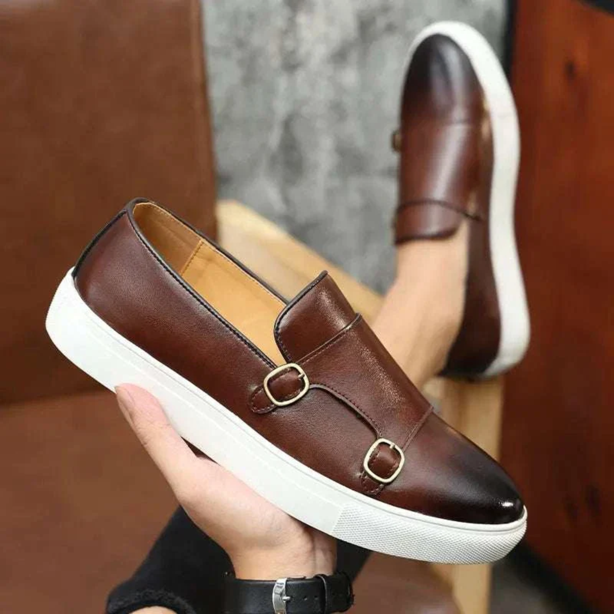 The Grosseto Men’s Leather Loafer with Rubber Sole