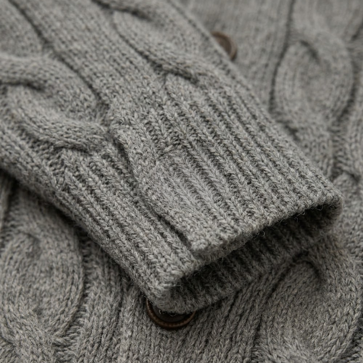 The Rome Men’s Casual Button Up Cable Knit Shawl Collar Cardigan