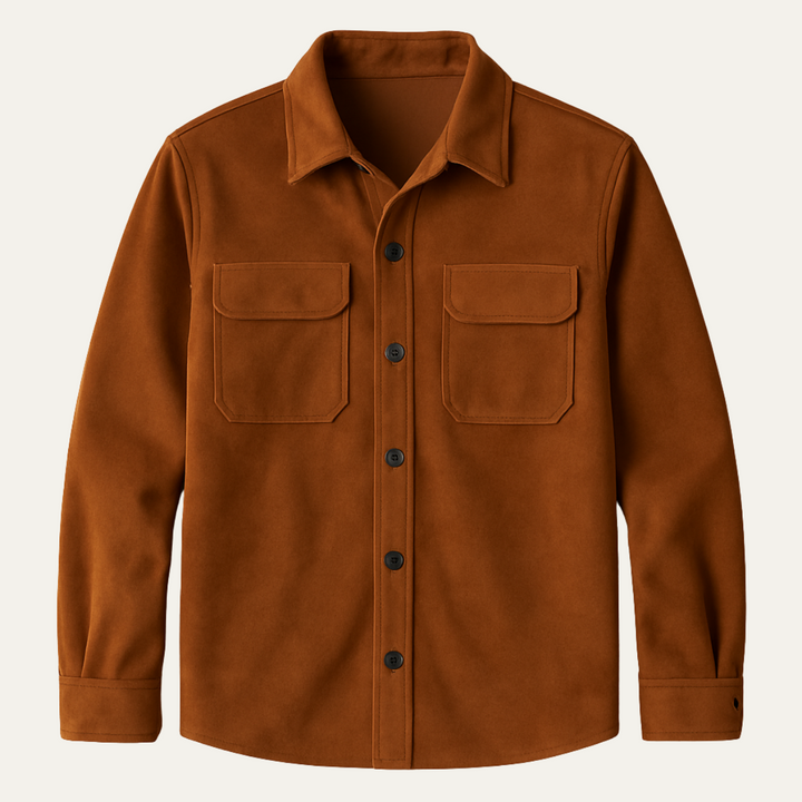 The Hyatt Men's Camel Overshirt - Slim Fit Luxury Jacket with Pockets