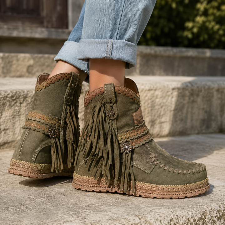 Fringed Bohemian Western Boots for Women