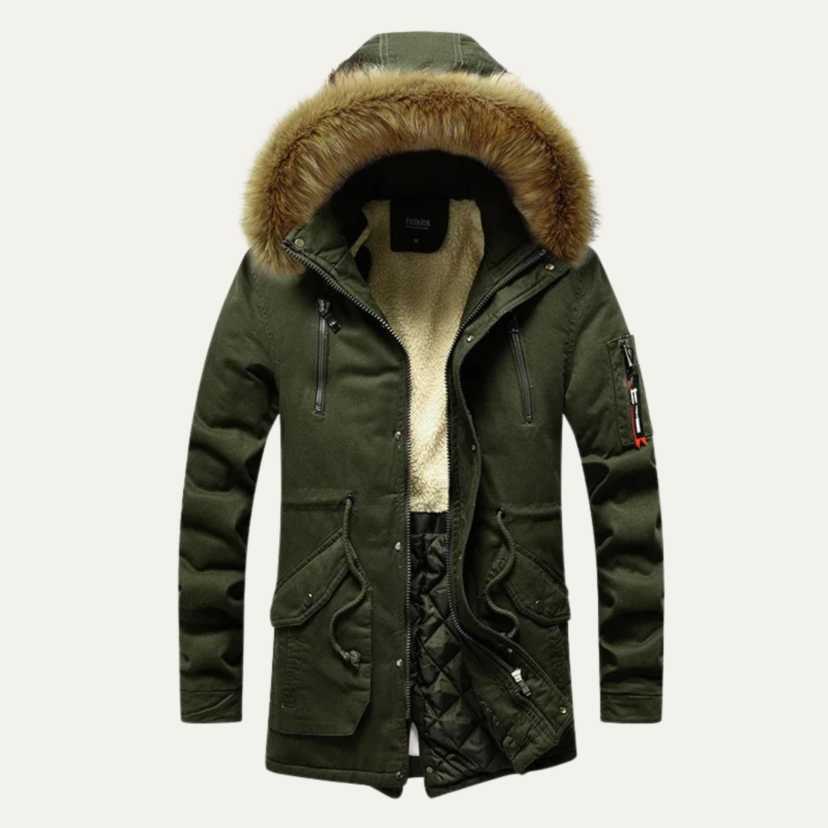 The Lipari Men's Long Down Hooded Jacket with Fur Collar