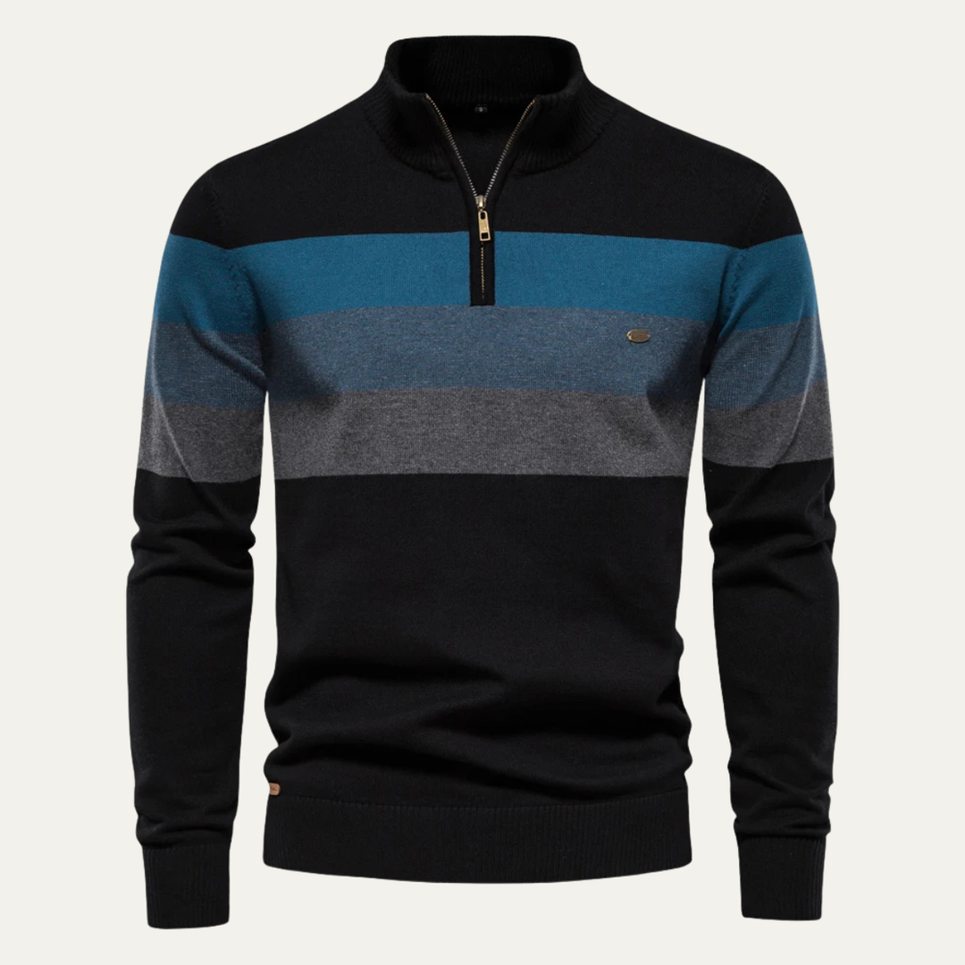The Terracina Men’s Patchwork Zip Mock Neck Sweater