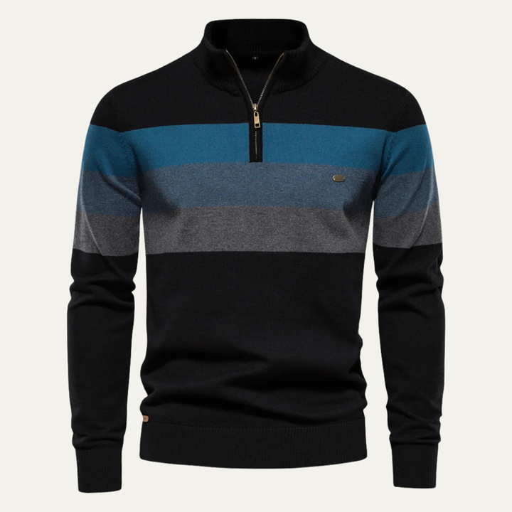 The Terracina Men’s Patchwork Zip Mock Neck Sweater