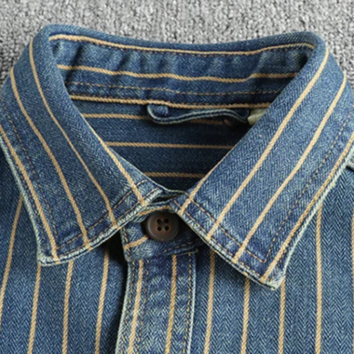 The Rivercrest Men’s Vintage Heavy Cotton Casual Striped Shirt