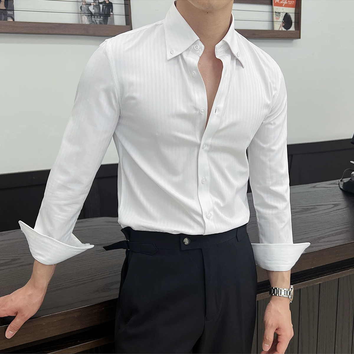 The Brookhaven Park Men’s Casual Striped Button Up Shirt