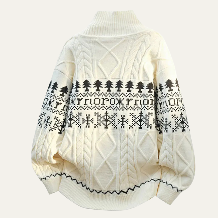 The Salamanca Men's Winter Nordic Pattern Button Up Knitted Jacket