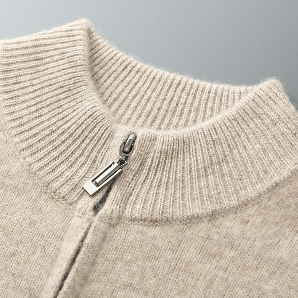 The Maplecrest Men's Merino Mock Neck Wool Zip Up Cardigan